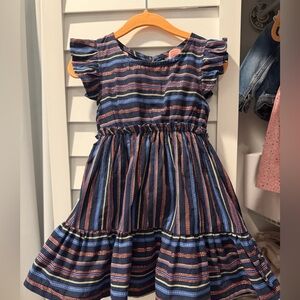 Vince Camuto Navy and Coral Striped Kids Dress